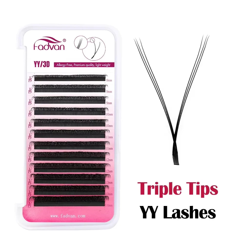 FADVAN YY Eyelashes Extension 2D/3D Faux Mink L+/L/LU(M)/C/D/DD 8-15mm Black/Brown Premade Fan Lashes Extension Makup Tools…