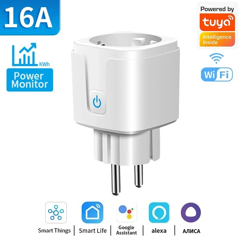 TNCE Tuya Wifi/Zigbee3.0 Smart Socket EU Plug 16/20A Power Monitor Remote Control Smart Life APP Remote Control Alexa - imag…