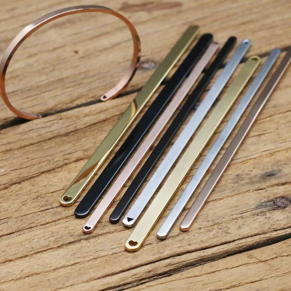 Charms Blank 304 Stainless Steel Cuff Bangle Plain Rod Bracelet Diy Laser Engraving Bracelet Jewelry Making Accessories - im…
