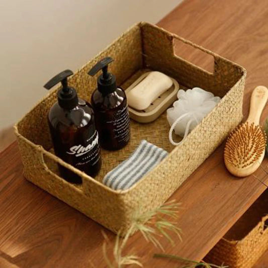 Zerolife-Woven Seagrass Basket for Home Decor, Natural Wicker Basket, Storage Basket, Fruit Bread Towel, Kitchen Table, Ratt…