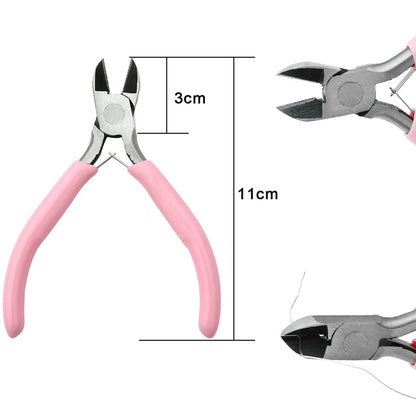 Cute Pink Color Handle Anti-slip Splicing and Fixing Jewelry Pliers Tools & Equipment Kit for DIY Jewelery Making Needlework…