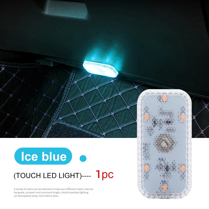 LED Touch Light Mini Wireless Car Interior Lighting Auto Roof Ceiling Reading Lamp for Door Foot Trunk Storage Box USB Charg…