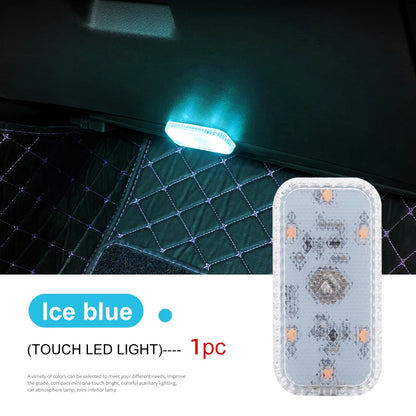 LED Touch Light Mini Wireless Car Interior Lighting Auto Roof Ceiling Reading Lamp for Door Foot Trunk Storage Box USB Charg…