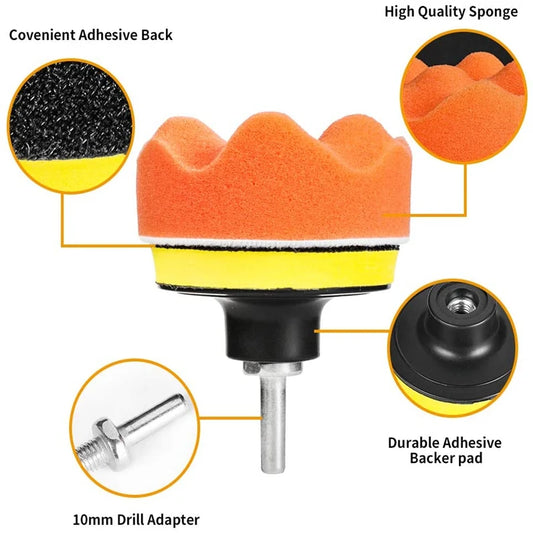 Car Polishing Sponge Pads Kit Foam Pad Buffer Kit Polishing Machine Wax Pads for Auto Motorcycle motor vehicle Removes Scrat…
