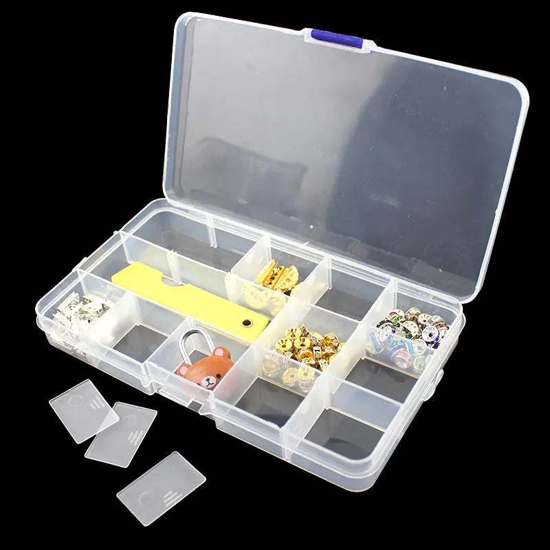 Plastic Jewelry Box 10/15/24 Compartment Slot Organizer Storage Beads Container Adjustable Jewelry Storage Box Rectangle Cas…