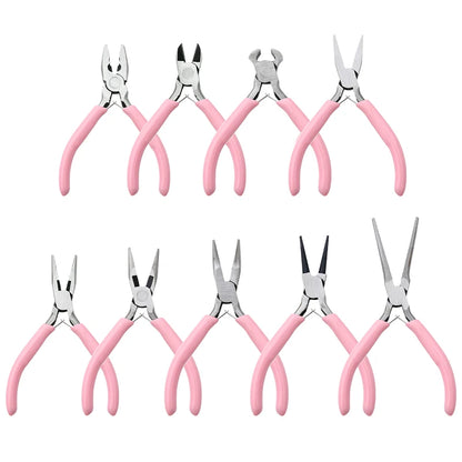 Cute Pink Color Handle Anti-slip Splicing and Fixing Jewelry Pliers Tools & Equipment Kit for DIY Jewelery Making Needlework…