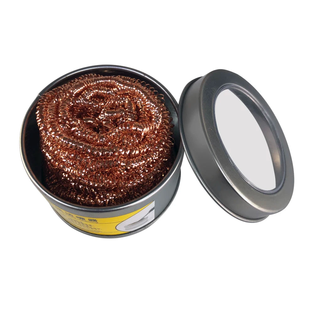 Cleaning Ball Desoldering Soldering Iron Mesh Filter Cleaning Nozzle Tip Copper Wire Cleaner Ball Metal Dross Box Clean Ball…