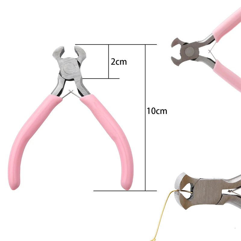 Cute Pink Color Handle Anti-slip Splicing and Fixing Jewelry Pliers Tools & Equipment Kit for DIY Jewelery Making Needlework…