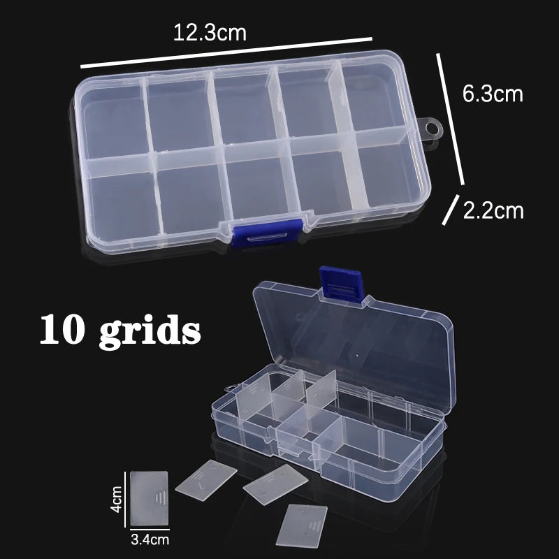 Plastic Jewelry Box 10/15/24 Compartment Slot Organizer Storage Beads Container Adjustable Jewelry Storage Box Rectangle Cas…