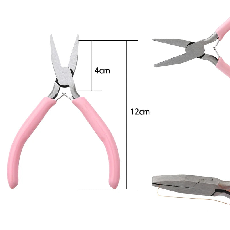 Cute Pink Color Handle Anti-slip Splicing and Fixing Jewelry Pliers Tools & Equipment Kit for DIY Jewelery Making Needlework…