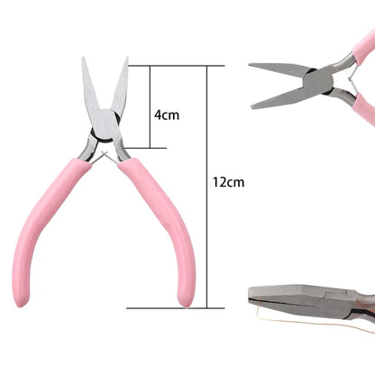Cute Pink Color Handle Anti-slip Splicing and Fixing Jewelry Pliers Tools & Equipment Kit for DIY Jewelery Making Needlework…