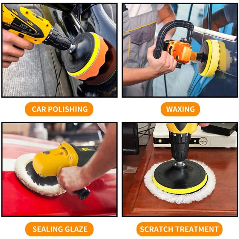 Car Polishing Sponge Pads Kit Foam Pad Buffer Kit Polishing Machine Wax Pads for Auto Motorcycle motor vehicle Removes Scrat…