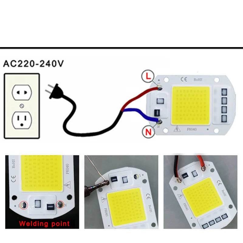 LED Chip COB lamp 10W 20W 30W 50W AC 220V 240V IP65 Smart IC No Need Driver DIY Flood light Led Bulb Spotlight Outdoor Lamp…