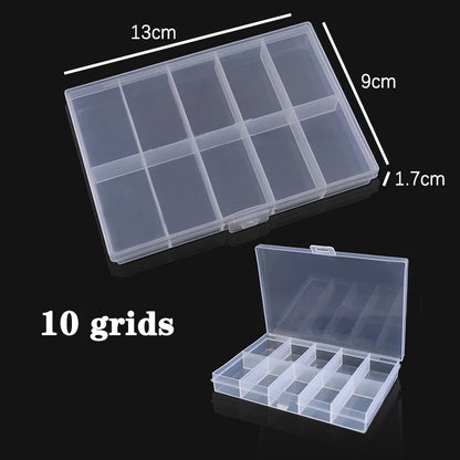 Plastic Jewelry Box 10/15/24 Compartment Slot Organizer Storage Beads Container Adjustable Jewelry Storage Box Rectangle Cas…