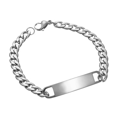 Stainless Steel Engrave Name Bracelet For Men Personalized Nameplate Date DIY Bracelets For Male Boy Jewelry Birthday Gift -…