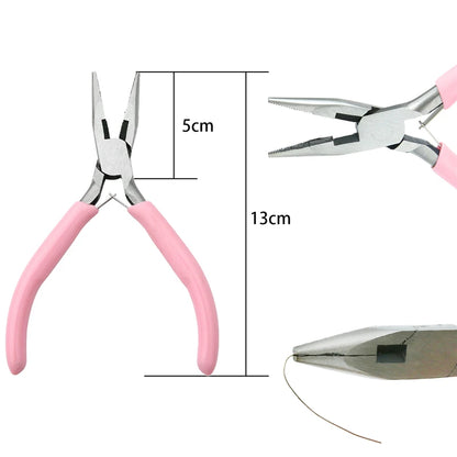 Cute Pink Color Handle Anti-slip Splicing and Fixing Jewelry Pliers Tools & Equipment Kit for DIY Jewelery Making Needlework…