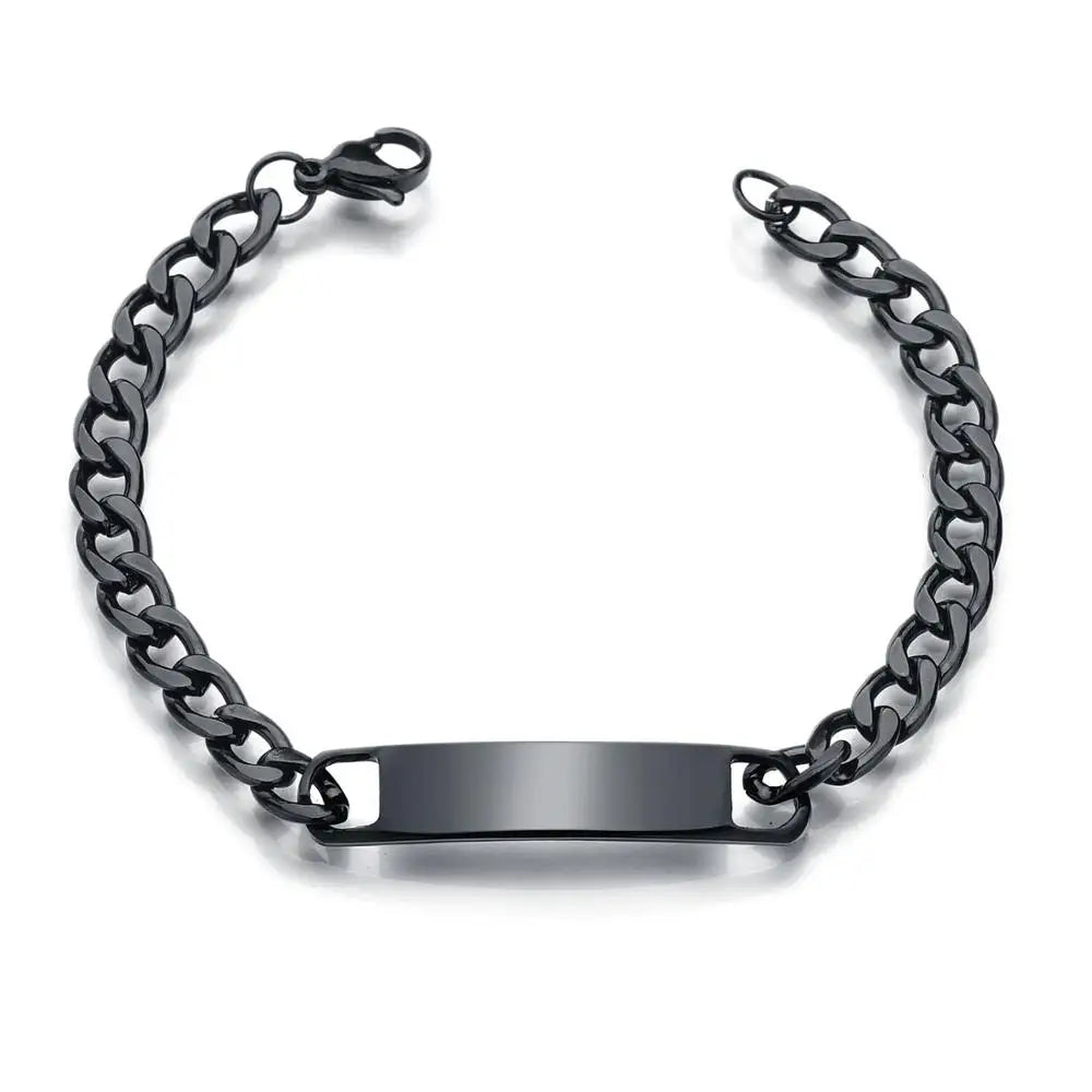 Stainless Steel Engrave Name Bracelet For Men Personalized Nameplate Date DIY Bracelets For Male Boy Jewelry Birthday Gift -…