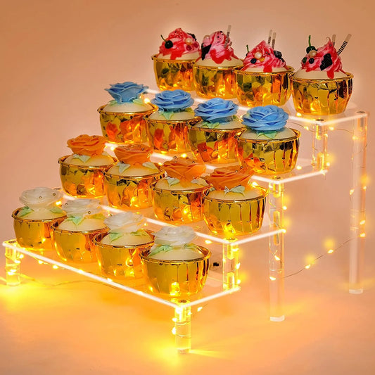 1-5 Tier Acrylic Display Stand,Clear Display Riser Rack for Cupcake,Perfume Doll Décor and Organizer Amiibo Funko POP Figure…