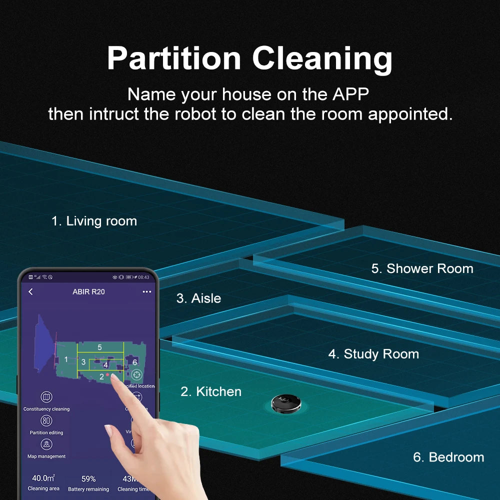 ABIR X8 Robot Vacuum Cleaner ,Laser System, Multiple Floors Maps, Zone Cleaning,Restricted Area Setting for Home Carpet Clea…