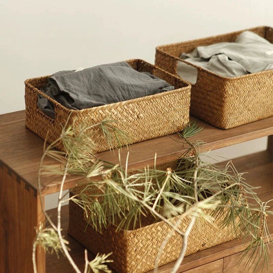 Zerolife Natural Large Woven Seagrass Basket Of Straw Wicker For Home Table Fruit Bread Towels Small Kitchen Storage Contain…