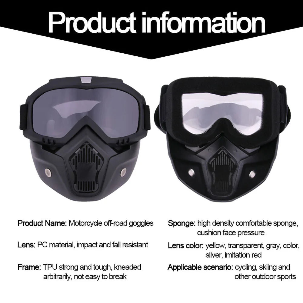 Dustproof Motocross Glasses Adjustable Motorcycle Goggles Breathable Full Face Protective Motorbike Dirt Bike Off-road Mask…