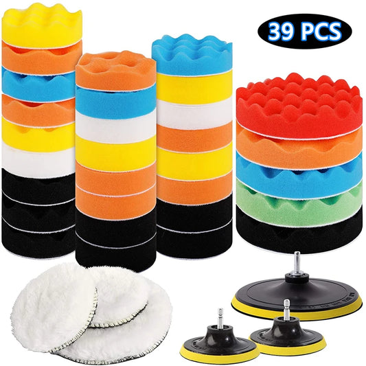Car Polishing Sponge Pads Kit Foam Pad Buffer Kit Polishing Machine Wax Pads for Auto Motorcycle motor vehicle Removes Scrat…