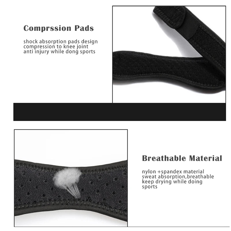 1 Piece Knee Patellar Tendon Knee Support Strape Brace Adjustable Shock Absorption Compression Knee Pad Sleeve for Basketbal…