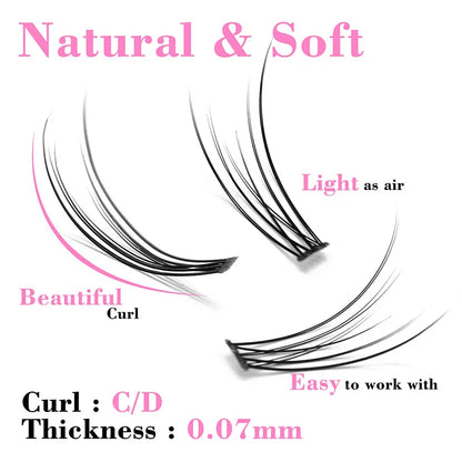 Kimcci 120pcs Premium Mink Individual Dovetail Eyelash Extension Natural 3D Cluster Eyelashes Professional Makeup Flared Las…