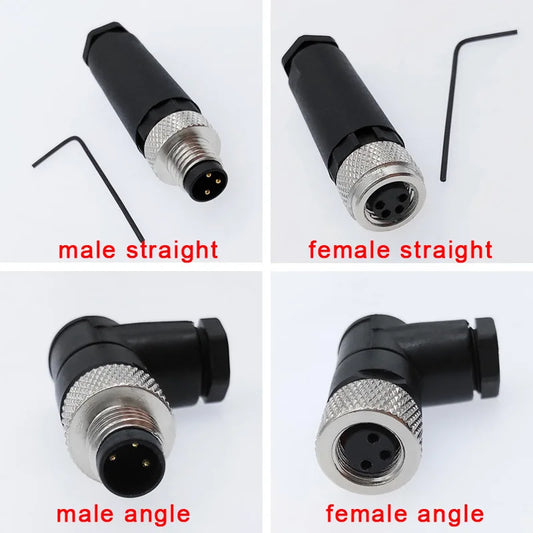M8 Sensor Connector Waterproof Male&Female Plug Straight Angle Screw Threaded Coupling 3Pin 4Pin - image 2
