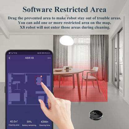 ABIR X8 Robot Vacuum Cleaner ,Laser System, Multiple Floors Maps, Zone Cleaning,Restricted Area Setting for Home Carpet Clea…