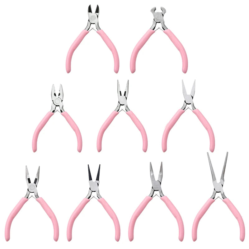 Cute Pink Color Handle Anti-slip Splicing and Fixing Jewelry Pliers Tools & Equipment Kit for DIY Jewelery Making Needlework…