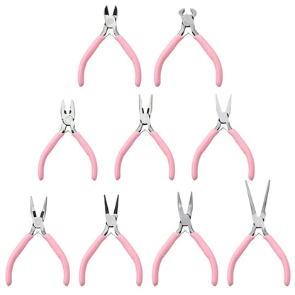 Cute Pink Color Handle Anti-slip Splicing and Fixing Jewelry Pliers Tools & Equipment Kit for DIY Jewelery Making Needlework…