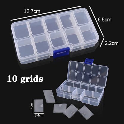 Plastic Jewelry Box 10/15/24 Compartment Slot Organizer Storage Beads Container Adjustable Jewelry Storage Box Rectangle Cas…