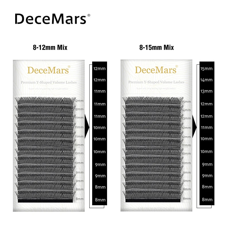 DeceMars YY Shape Black Brown Eyelashes Extensions Two Tip Lashes C/D Curl High Quality Idividual - image 4