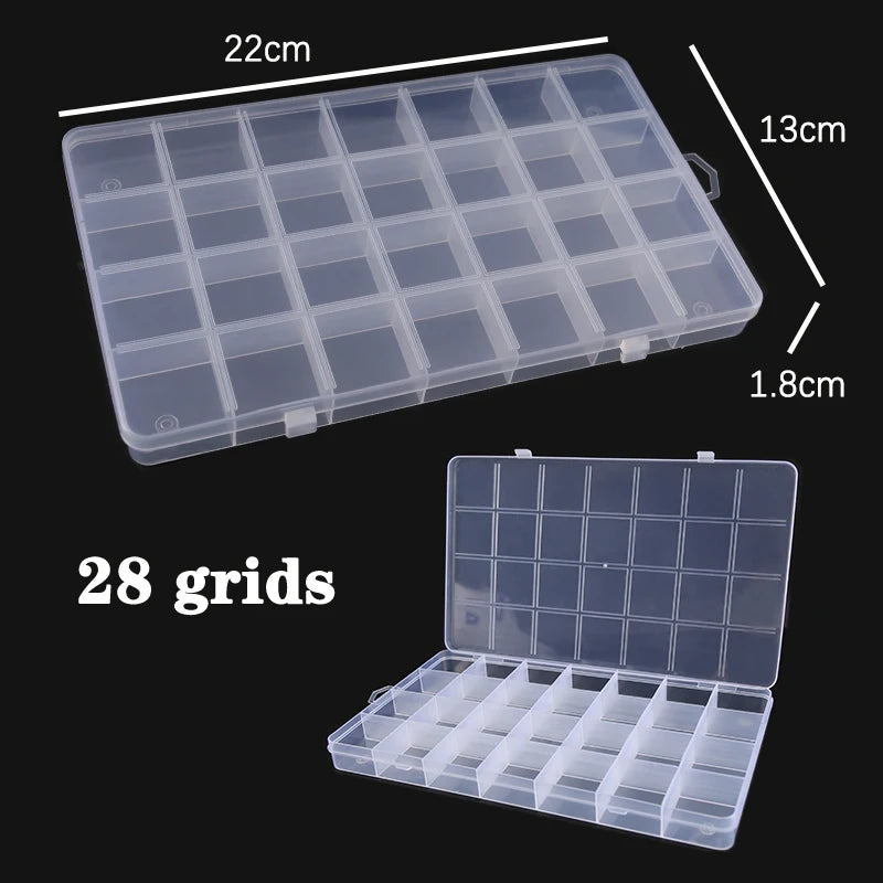 Plastic Jewelry Box 10/15/24 Compartment Slot Organizer Storage Beads Container Adjustable Jewelry Storage Box Rectangle Cas…