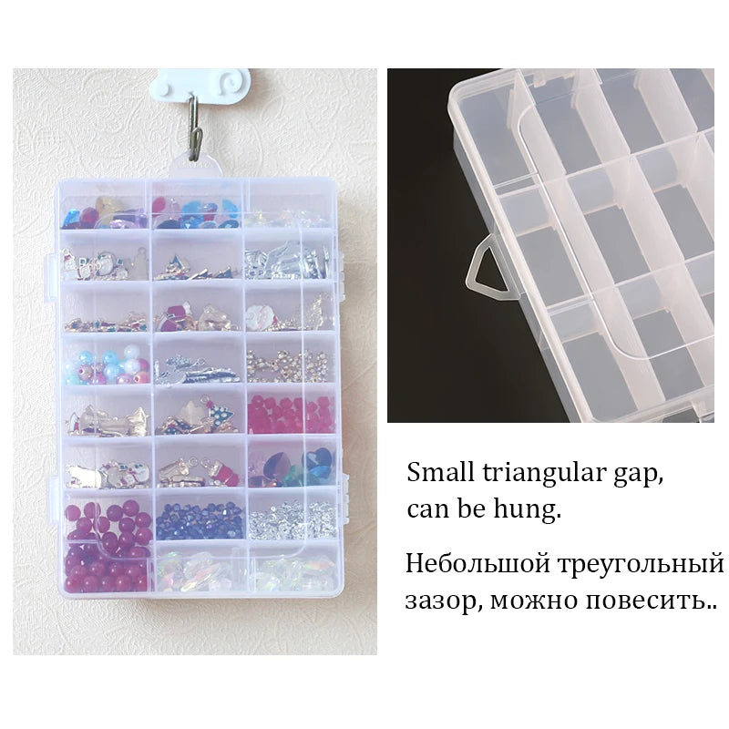 Transparent Plastic Storage Jewelry Box Compartment Adjustable Container For Beads Earring Box For Jewelry Rectangle Box Cas…