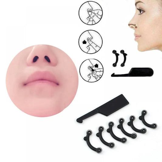 6pcs/set Nose Clip Corrector Massage Tool Nose Up Lifting Shaping Clip Clipper Shaper Bridge Straightening Women Girl Nose M…