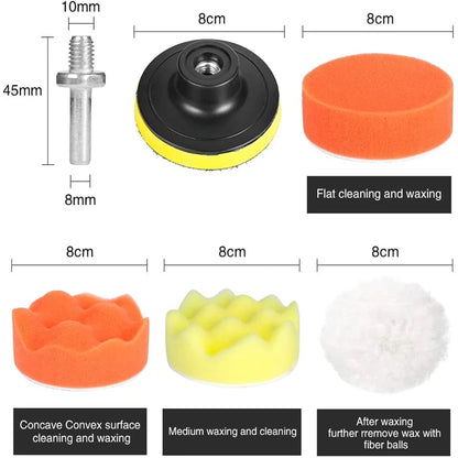 Car Polishing Sponge Pads Kit Foam Pad Buffer Kit Polishing Machine Wax Pads for Auto Motorcycle motor vehicle Removes Scrat…