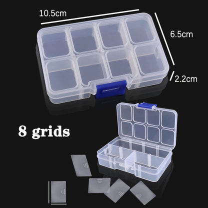Plastic Jewelry Box 10/15/24 Compartment Slot Organizer Storage Beads Container Adjustable Jewelry Storage Box Rectangle Cas…