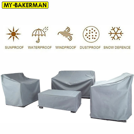 68 Size Silver Garden Patio Protective Cover Oxford Cloth Furniture Dust Cover Rattan Table and Chair Sofa Waterproof Rain C…