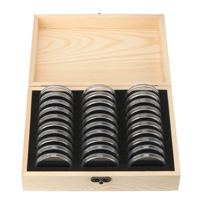 HILIFE Coin Storage Box With Adjustment Pad 20/30/50/100PCS Adjustable Wooden Commemorative Coin Collection Case Holder Caps…