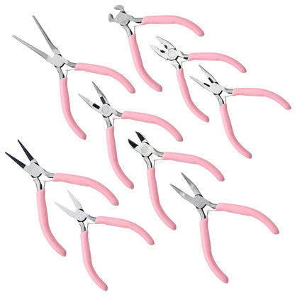 Cute Pink Color Handle Anti-slip Splicing and Fixing Jewelry Pliers Tools & Equipment Kit for DIY Jewelery Making Needlework