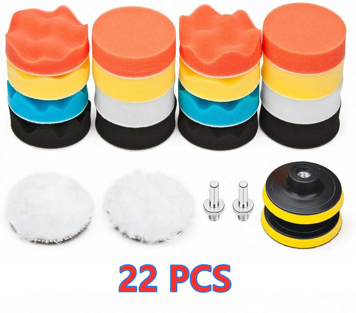 Car Polishing Sponge Pads Kit Foam Pad Buffer Kit Polishing Machine Wax Pads for Auto Motorcycle motor vehicle Removes Scrat…