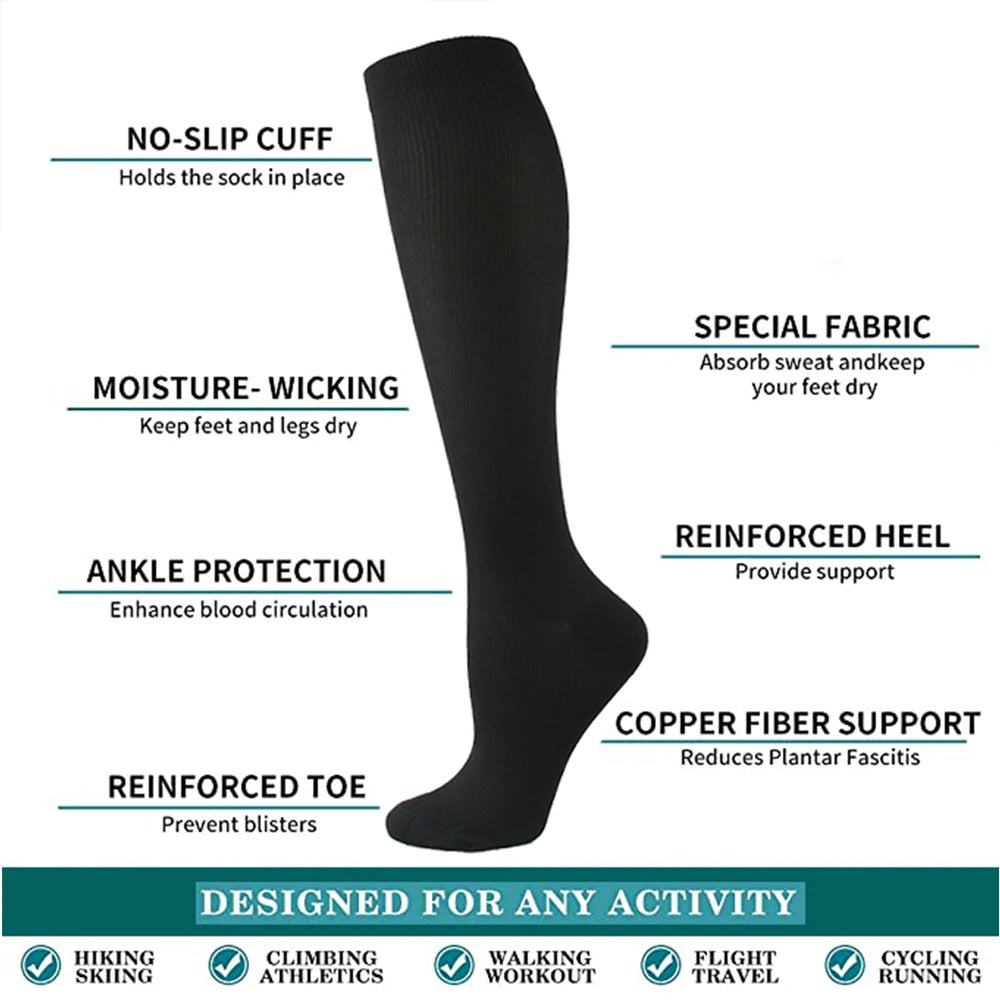 Varicose Veins Compression Socks Fit For Golf Rugby Running Hiking Sports For Anti Fatigue Driving Travel Flight Women Men S…