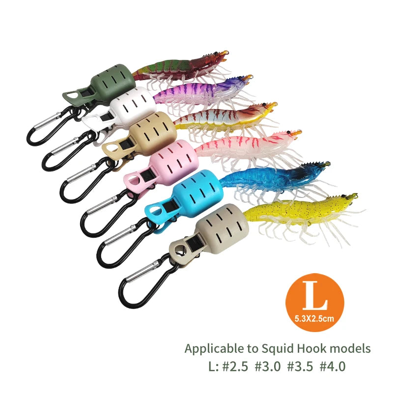 New Squid Jig Bait Protector Kit 6pcs Webfoot Octopus Egi Hooks Cover Cuttlefish Umbrella Lure Cap with Carabiner Fishing Ta…
