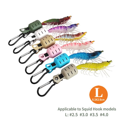 New Squid Jig Bait Protector Kit 6pcs Webfoot Octopus Egi Hooks Cover Cuttlefish Umbrella Lure Cap with Carabiner Fishing Ta…