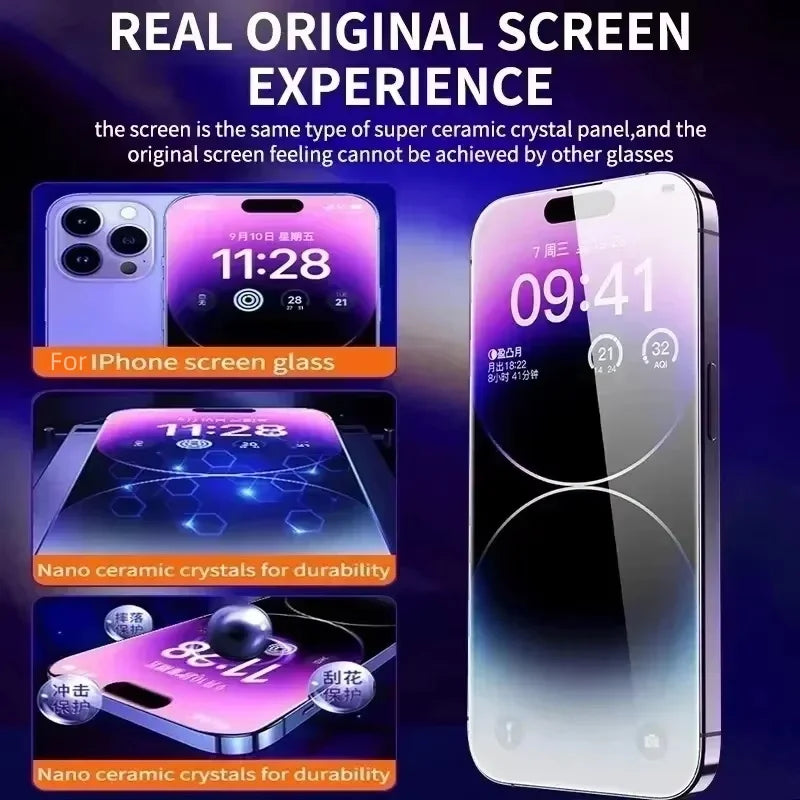 Oleophobic Coating Dust Free Screen Protector For iPhone 17 Pro Max 16 15 18 13 11 12 14 Pro Max SE 16e 7 8 Air Tempered Gla…