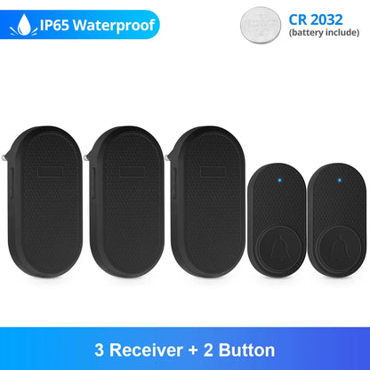 Fuers Wireless Doorbell Waterproof Button Welcome Chime Home Door Bell Intelligent 32 Songs Smart Melodies Alarm With Batter…