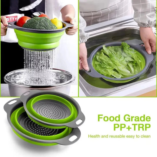 Silicone vegetable and fruit cleaning and drainage basket cleaning basket Folding water filter net Kitchen Gadgets - image 2