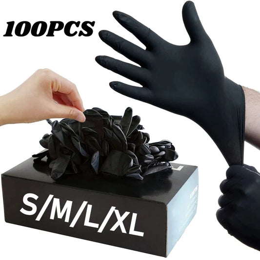 10/20/50/100PCS Black Nitrile Disposable Gloves for Work Latex Free Home Cleaning Glove Textured Mechanic Tattoo Hair Dye Be…